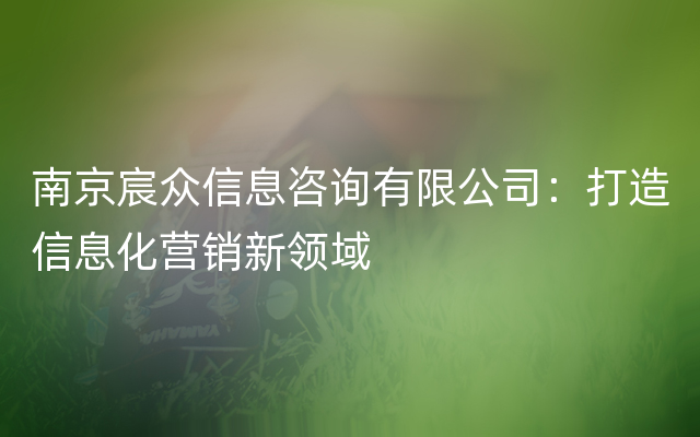 南京宸众信息咨询有限公司：打造信息化营销新领域