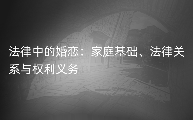 法律中的婚恋：家庭基础、法律关系与权利义务