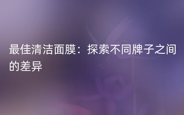 最佳清洁面膜：探索不同牌子之间的差异