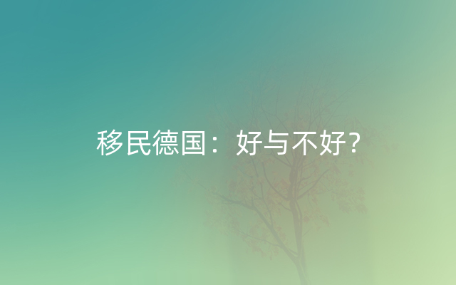 移民德国：好与不好？