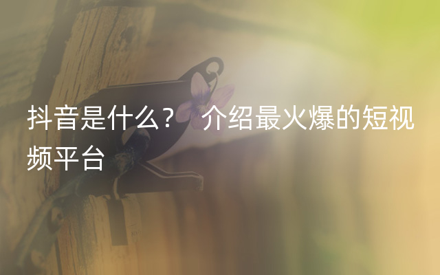 抖音是什么？  介绍最火爆的短视频平台