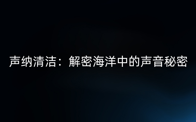 声纳清洁：解密海洋中的声音秘密