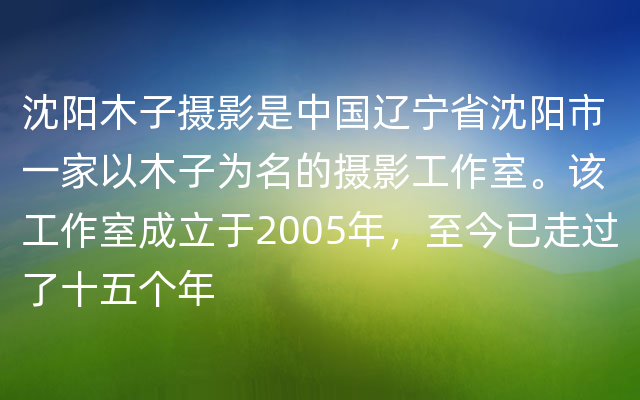 沈阳木子摄影是中国辽宁省沈阳市一家以木子为名的摄影工作室。该工作室成立于2005年，