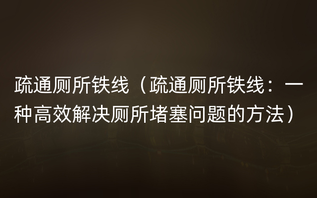 疏通厕所铁线（疏通厕所铁线：一种高效解决厕所堵塞问题的方法）