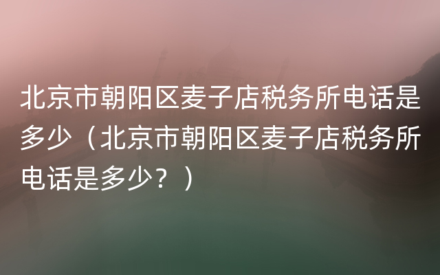 北京市朝阳区麦子店税务所电话是多少（北京市朝阳区麦子店税务所电话是多少？）