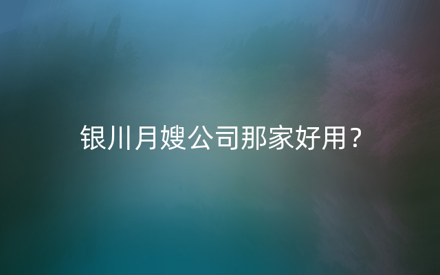 银川月嫂公司那家好用？