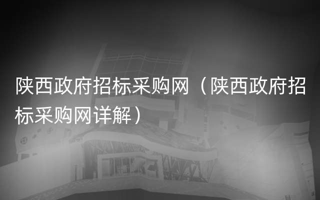 陕西政府招标采购网（陕西政府招标采购网详解）