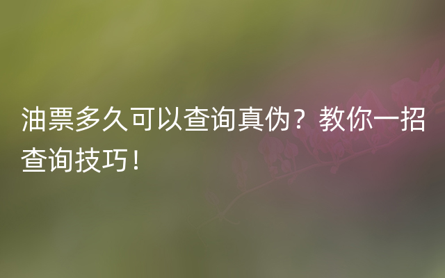 油票多久可以查询真伪？教你一招查询技巧！