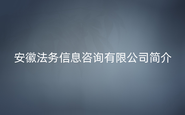 安徽法务信息咨询有限公司简介