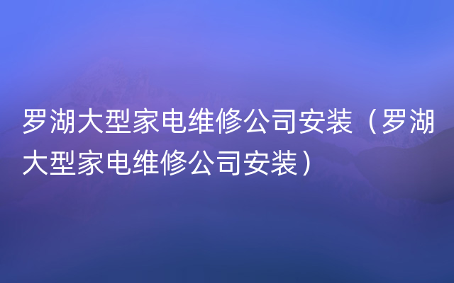 罗湖大型家电维修公司安装（罗湖大型家电维修公司安装）