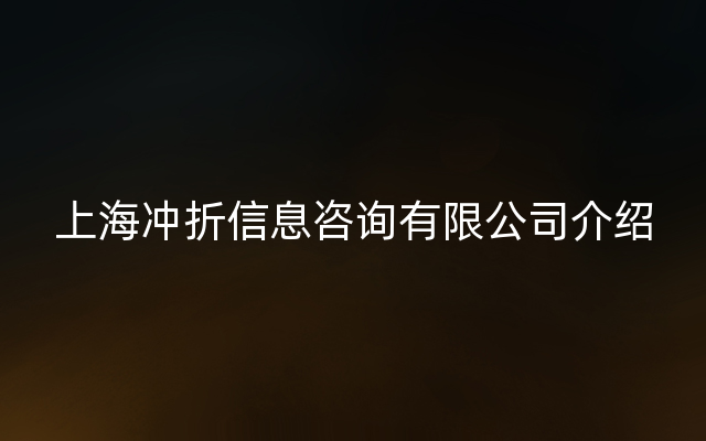 上海冲折信息咨询有限公司介绍