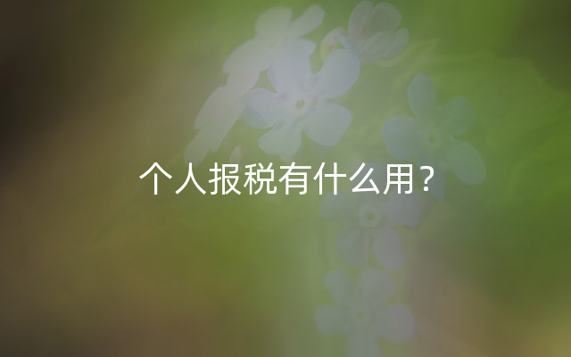 个人报税有什么用？