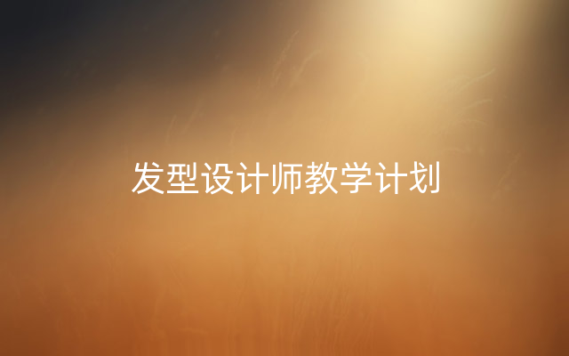 发型设计师教学计划