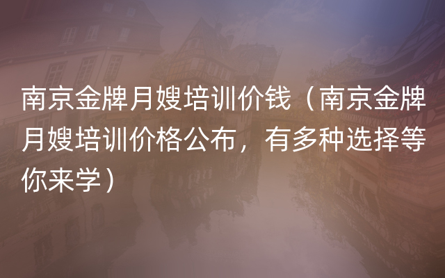 南京金牌月嫂培训价钱（南京金牌月嫂培训价格公布，有多种选择等你来学）