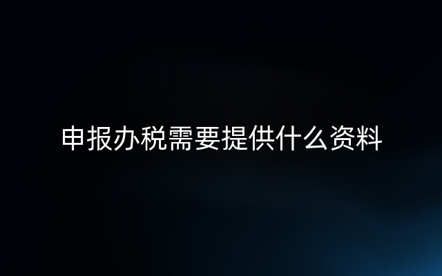 申报办税需要提供什么资料