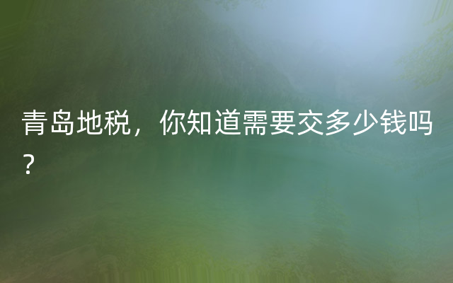 青岛地税，你知道需要交多少钱吗？