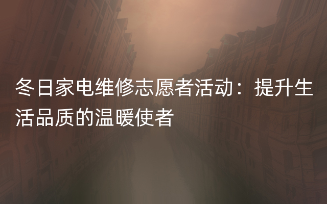 冬日家电维修志愿者活动：提升生活品质的温暖使者