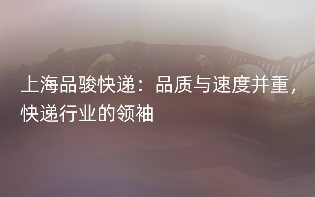 上海品骏快递：品质与速度并重，快递行业的领袖