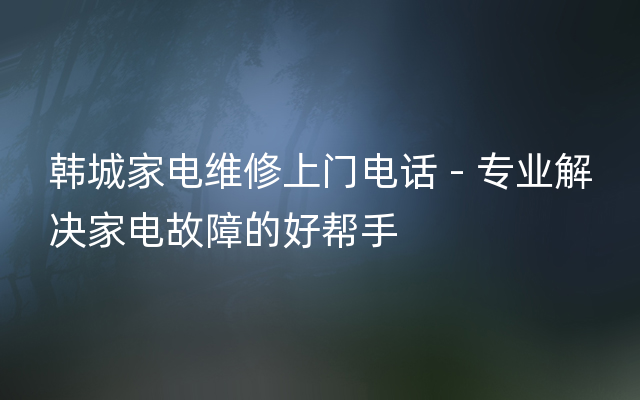 韩城家电维修上门电话 - 专业解决家电故障的好帮手