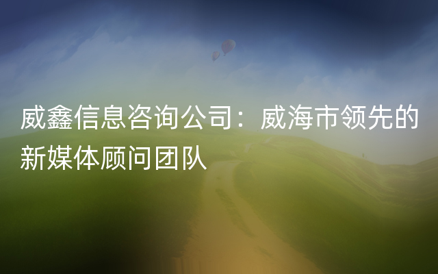 威鑫信息咨询公司：威海市领先的新媒体顾问团队