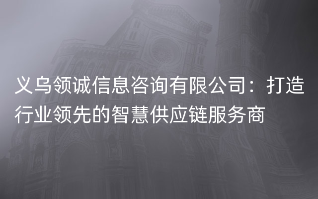 义乌领诚信息咨询有限公司：打造行业领先的智慧供应链服务商