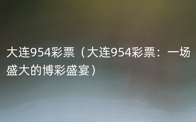 大连954彩票（大连954彩票：一场盛大的博彩盛宴）