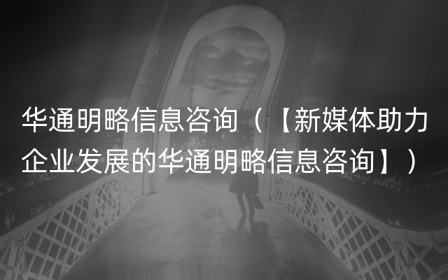 华通明略信息咨询（【新媒体助力企业发展的华通明略信息咨询】）