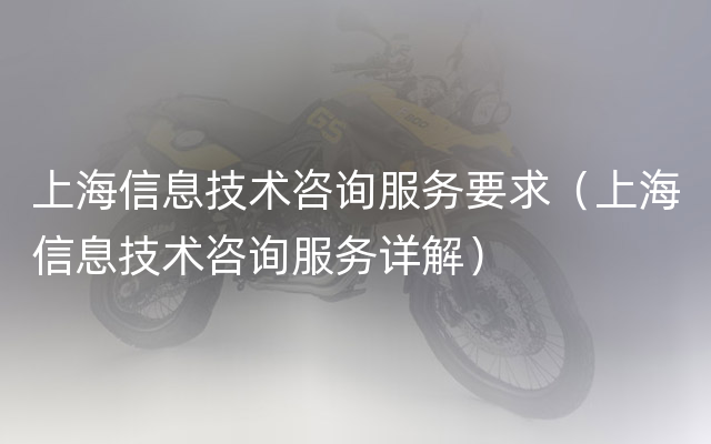 上海信息技术咨询服务要求（上海信息技术咨询服务详解）