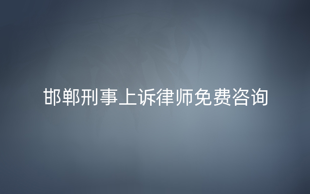 邯郸刑事上诉律师免费咨询