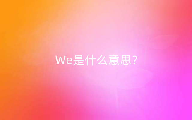 We是什么意思？