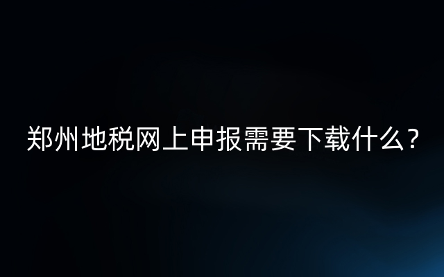 郑州地税网上申报需要下载什么？