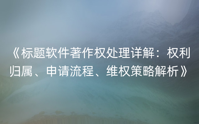 《标题软件著作权处理详解：权利归属、申请流程、维权策略解析》