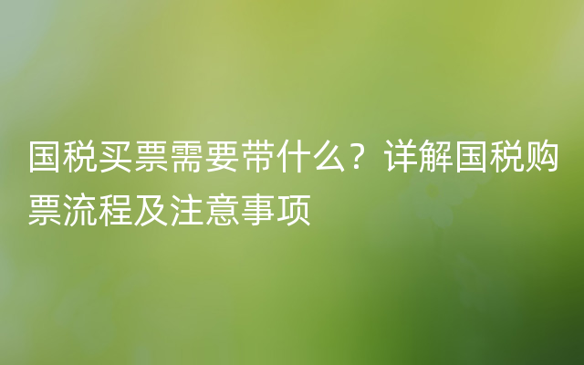 国税买票需要带什么？详解国税购票流程及注意事项