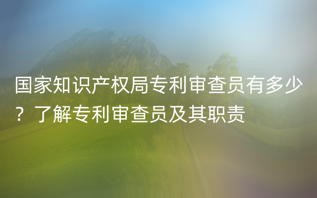 国家知识产权局专利审查员有多少？了解专利审查员及其职责