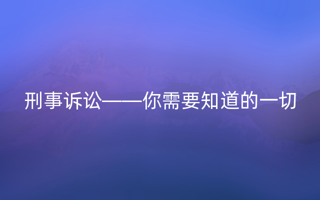 刑事诉讼——你需要知道的一切