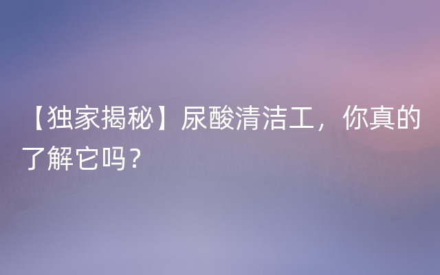 【独家揭秘】尿酸清洁工，你真的了解它吗？