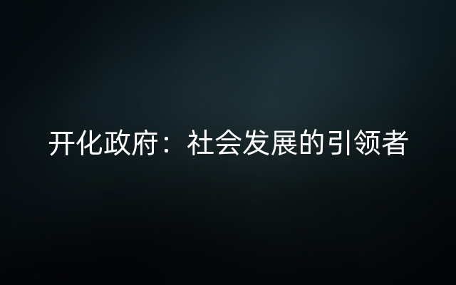 开化政府：社会发展的引领者