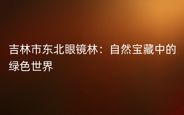 吉林市东北眼镜林：自然宝藏中的绿色世界