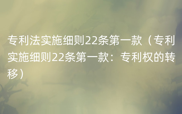 专利法实施细则22条第一款（专利实施细则22条第一