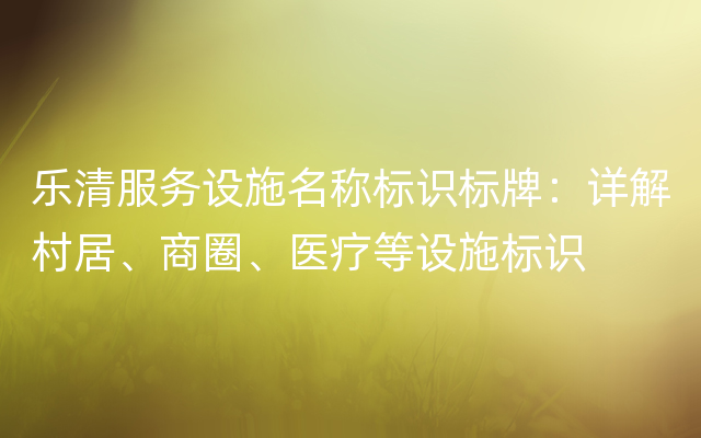 乐清服务设施名称标识标牌：详解村居、商圈、医疗等设施标识