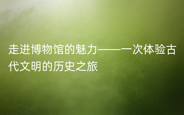 走进博物馆的魅力——一次体验古代文明的历史之旅