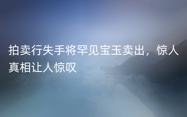 拍卖行失手将罕见宝玉卖出，惊人真相让人惊叹