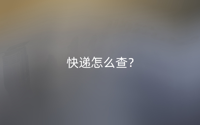 快递怎么查？