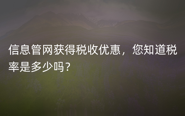 信息管网获得税收优惠，您知道税率是多少吗？