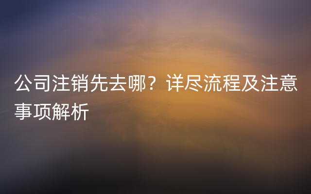 公司注销先去哪？详尽流程及注意事项解析