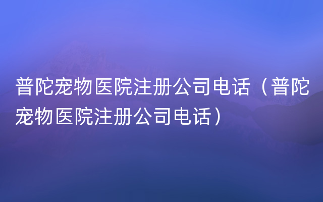 普陀宠物医院注册公司电话（普陀宠物医院注册公司电话）