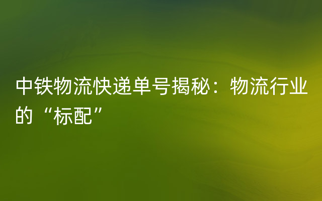 中铁物流快递单号揭秘：物流行业的“标配”