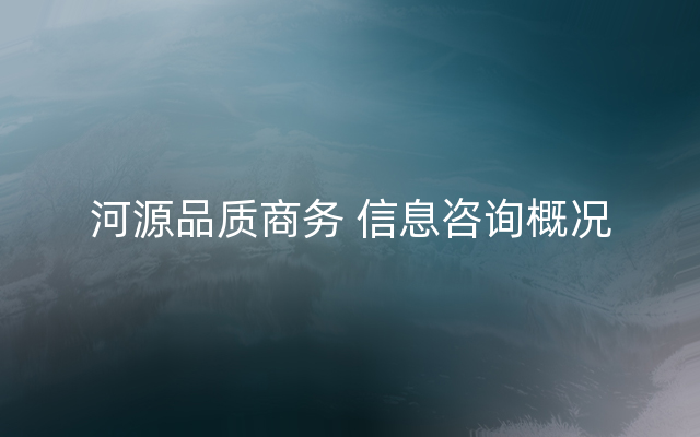 河源品质商务 信息咨询概况