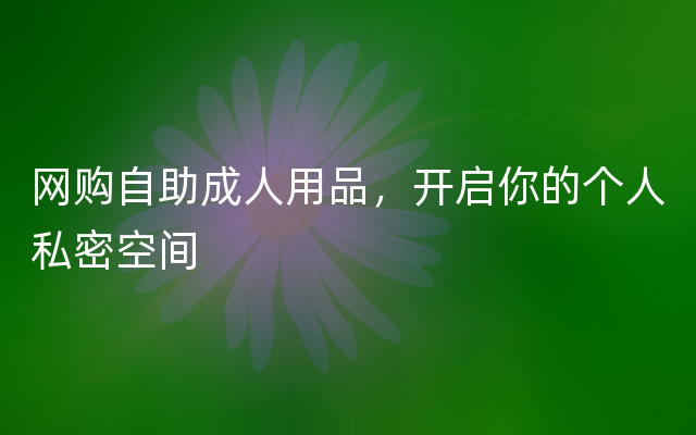 网购自助成人用品，开启你的个人私密空间