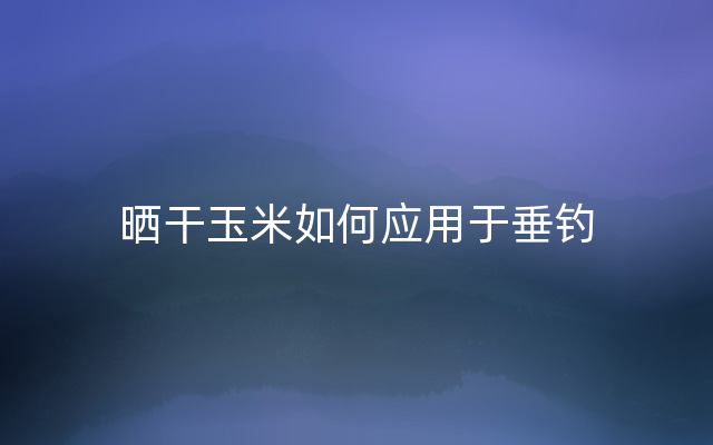 晒干玉米如何应用于垂钓